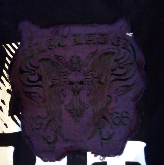 BLAC LABEL Gothic Graphic Embroidered Long Sleeve Exposed Hem Shirt Men's 4X Blk - Picture 6 of 14